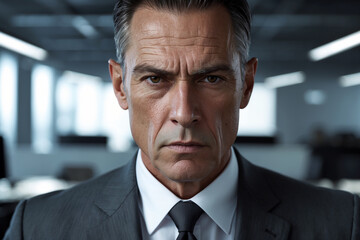 close-up of a businessman with serious expression