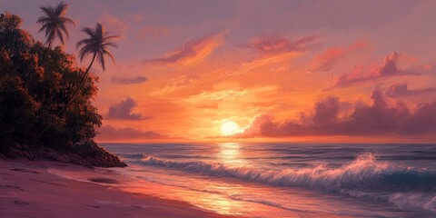 Realistic sunset over the ocean, with warm colors and soft lighting, symbolizing hope for future adventures.