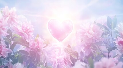 Radiant Heart Among Pink Blossoms A Serene Springtime Scene