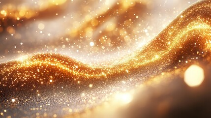 Golden Glitter Wave Abstract Background