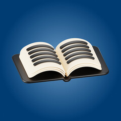 book icon in 3d modern cartoon style, Ideal for UI/UX, web design, and digital projects.