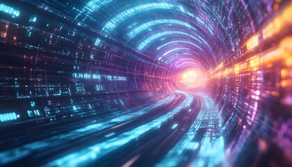 Fototapeta premium Abstract Digital Tunnel Data Stream Visualization