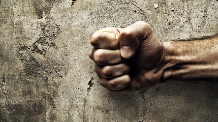 Clenched Fist Against Wall