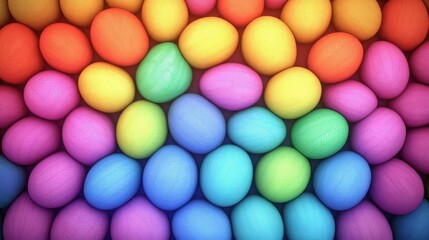 Obraz premium Rainbow Colored Eggs Arranged in a Pile