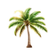 Obraz premium Lush Tropical Coconut Palm Tree Isolated on Transparent background