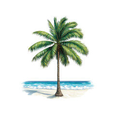 Obraz premium Single Palm Tree on Tropical Beach - Idyllic Vacation Paradise
