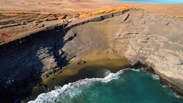 Aerial View Of Papakōlea Green Sand Beach In Big Island, Hawaii, USA