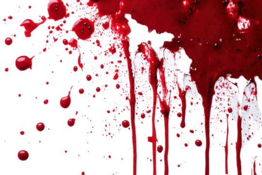 red blood splatter - dripping and splashes on black