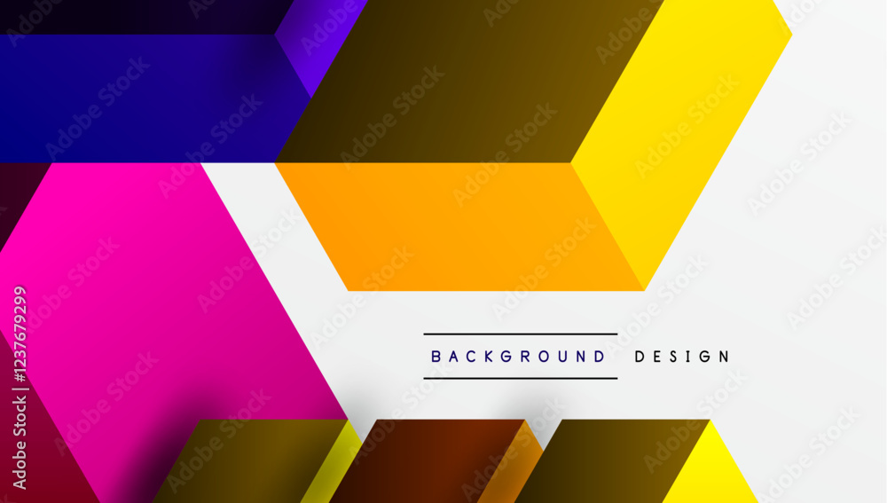 Poster Sleek abstract design featuring isometric 3D blocks in a clean, modern composition. Perfect for tech-inspired themes, with vibrant colors and geometric precision
