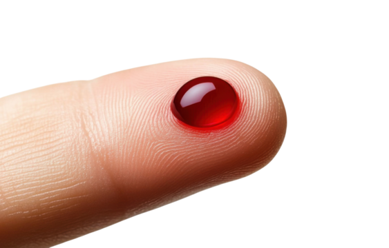 blood drop on fingertip - close-up macro photography - Powered by Adobe