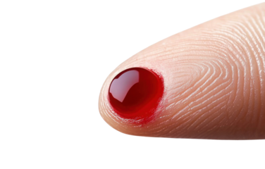 blood drop on fingertip - closeup macro