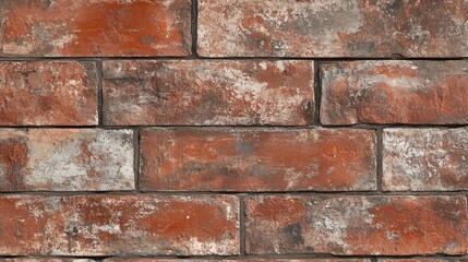 Obraz premium Rough red brick surface with visible cracks, aged and rustic appearance