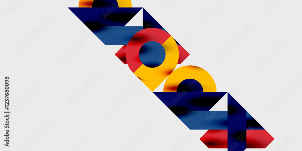 Poster Modern abstract background featuring circles, lines, and triangles in a dynamic geometric composition. Perfect for stylish, tech, or creative-themed designs