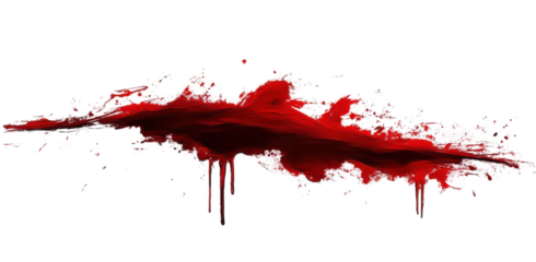 red blood splatter - dripping paint texture on white background