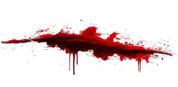 red blood splatter - dripping paint texture on white background