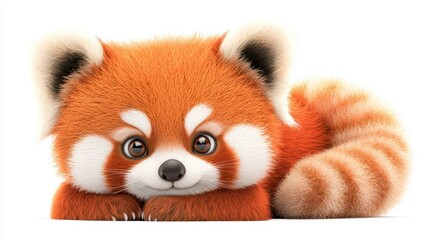 Adorable red panda in peaceful repose, a captivating portrait of wildlife beauty