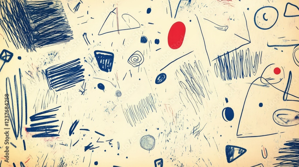 Poster sketch-style artistic background featuring simple doodle patterns and scattered marks