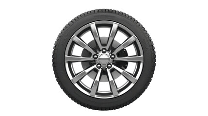 Car alloy wheel rotating on transparent background