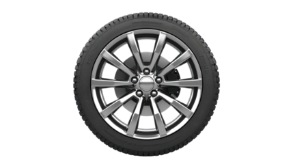 Car alloy wheel rotating on transparent background