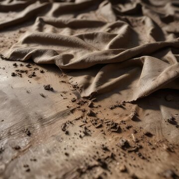 Overlaid layer of dirt and grime on a fabric cloth, fabric contamination, dirt