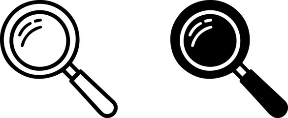 search icon set outline and silhouette vector illustration