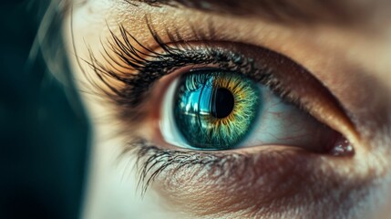Fototapeta premium Closeup of a human eye, with details of iris and eyelashes