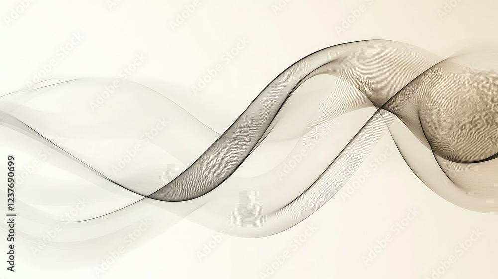 Poster subtle wavy gray lines over a smooth neutral background, elegant and minimal design