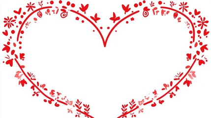 Obraz premium Red Floral Heart Frame Design, Romantic Valentine Decor