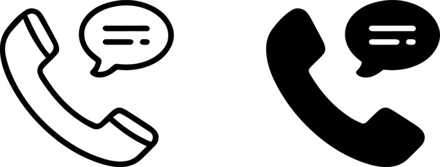 Phone icon set outline and silhouette vector illustration