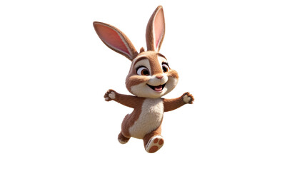 Fototapeta premium Cute cartoon Easter bunny rabbit, with big ears and a playful spring vibe, isolated on alpha channel