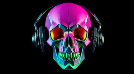 A High-Contrast Illustration of a Vibrant Skull with a Graffiti-Inspired Street Art Aesthetic