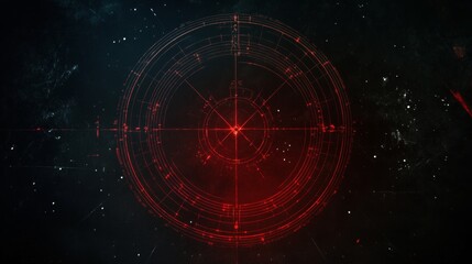 Red Glowing Circular Tech Target Interface Design