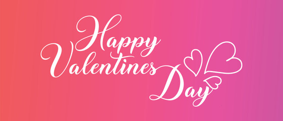 Happy Valentine's Day greeting card banner with a doodle heart. Happy valentines lettering logo design