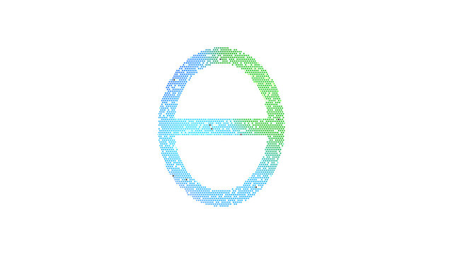 Icon theta is made up of LED square shapes. There are bright diodes and there are black dead diodes
