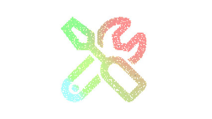 Icon tools is made up of LED square shapes. There are bright diodes and there are black dead diodes