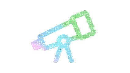 Icon telescope is made up of LED square shapes. There are bright diodes and there are black dead diodes