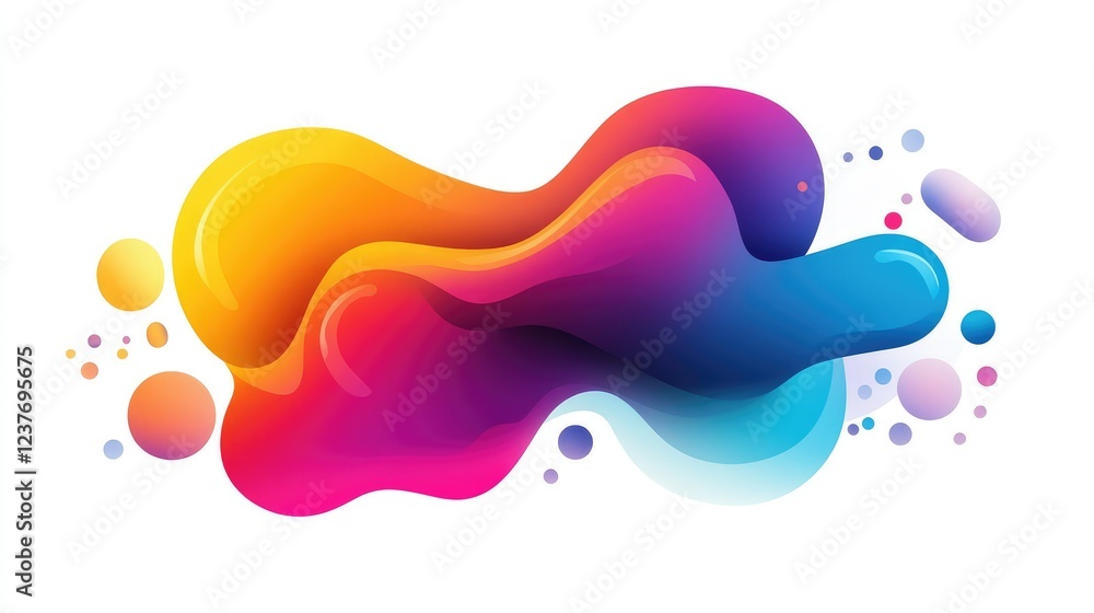 Poster vibrant colorful abstract blobs with gradient effects. smooth and modern artistic shapes.
