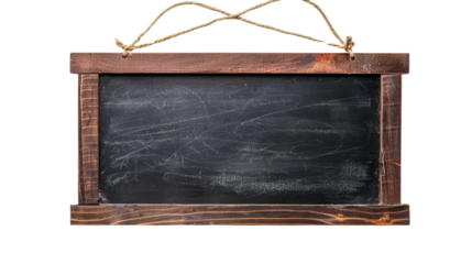 Empty hanging chalkboard with transparent background for education or menu design