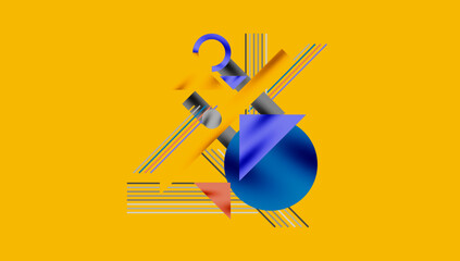 Circles, triangles, squares, rings and lines with shadow effect