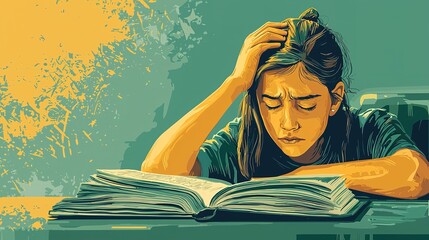 Overwhelmed Student Studying