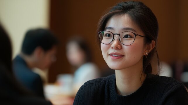 Educational policy reform, Asian policy expert in discussion, advocating for reforms, thoughtful and confident expression