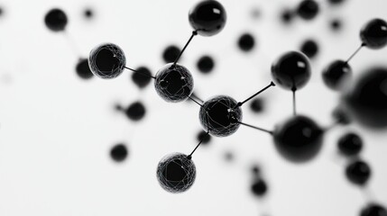 Black spheres connect, network, science background, 3D render, technology