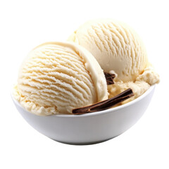 Cream ice cream balls in the bowl