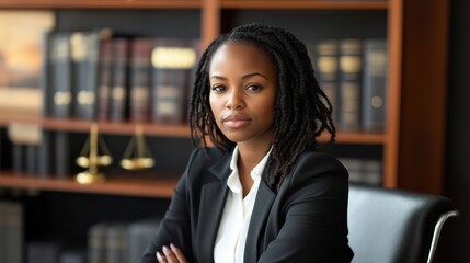 Fototapeta premium medical negligence, African-American female attorney, determined look, investigating a negligence claim, modern workspace