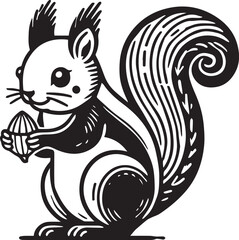 Squirrel vector in black and white