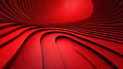 Obraz premium Red abstract tunnel interior, swirling lines, futuristic background, design element