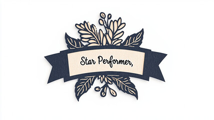 Star Performer award ribbon with floral design, perfect for recognition and celebration. This elegant piece adds touch of sophistication to any achievement