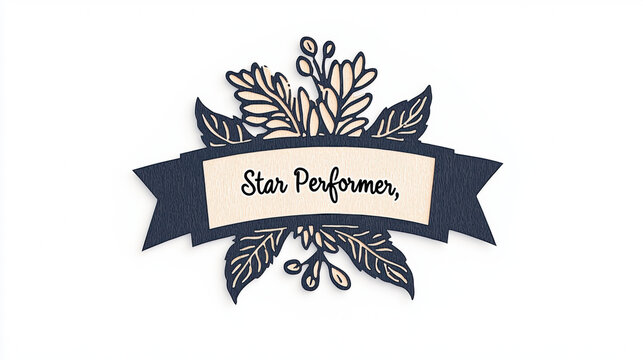 Star Performer award ribbon with floral design, perfect for recognition and celebration. This elegant piece adds touch of sophistication to any achievement