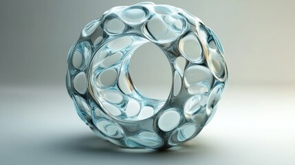 Abstract glass sphere, studio, light background, design element