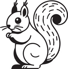 Squirrel vector in black and white